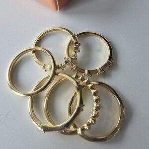 New 6 Pcs Stylish Knuckle Stacking  Rhinestones Finger Ring Set Retro - size 9
